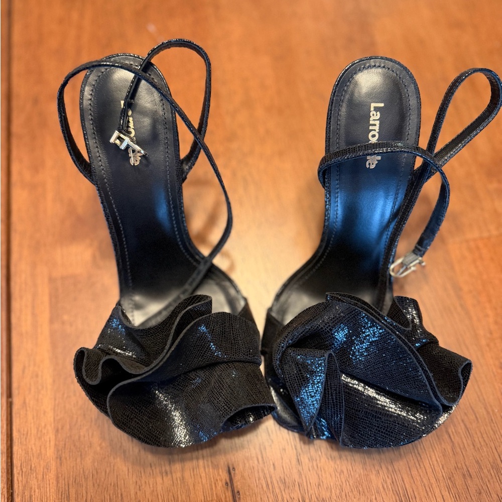 Larroude Shimmering Black Heels - Picture 2 of 6